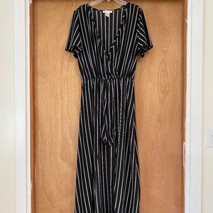 Striped romper w/ maxi skirt